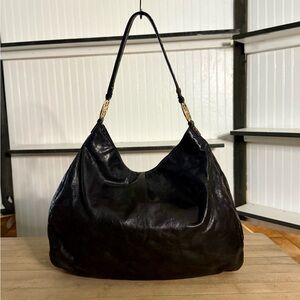 Tory Burch Black Leather Hobo Style Shoulder Bag Purse